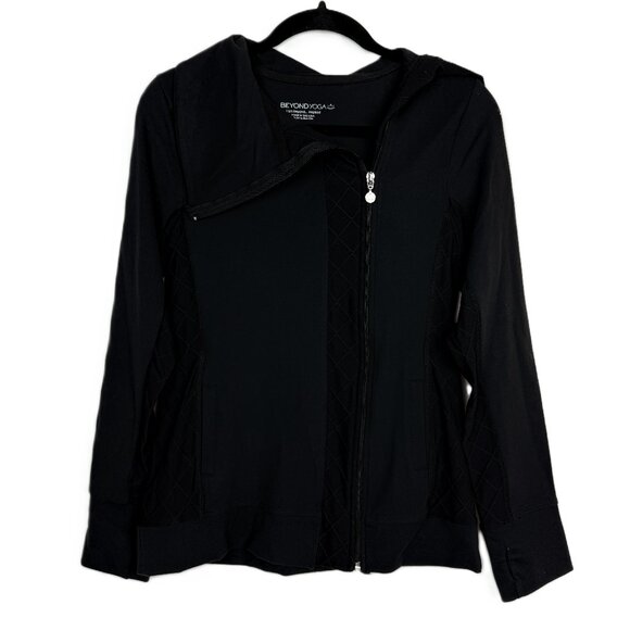 Beyond Yoga Jackets & Blazers - Beyond Yoga Asymmetric Full Zip‎ Supplex Knit Jacket Black Medium